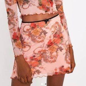 Urban Outfitters Y2K/90s Pink Dragon Mesh Skirt